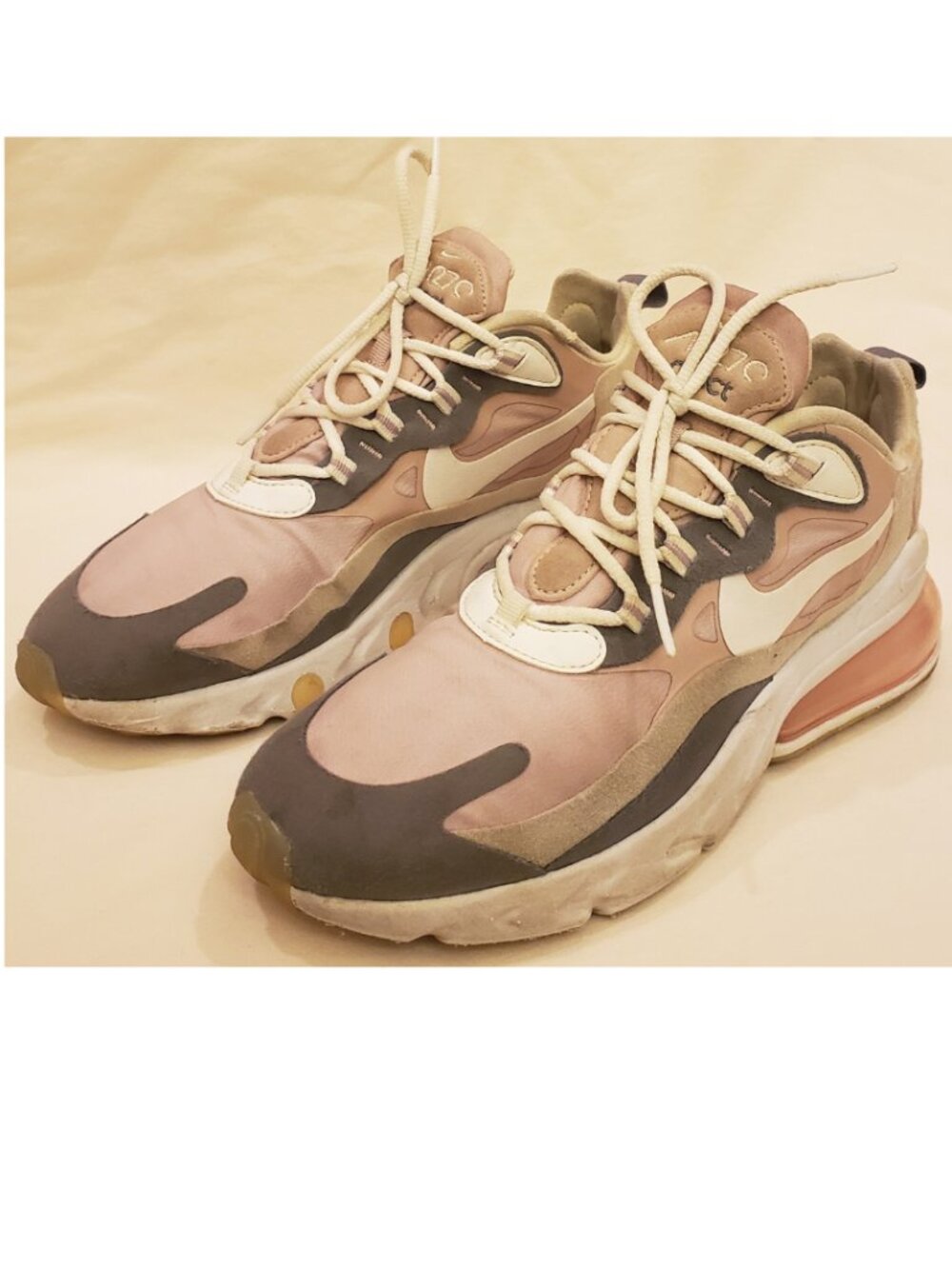 Nike Air Max 270 React Women's Sneakers Size- 8.5 White/Pink